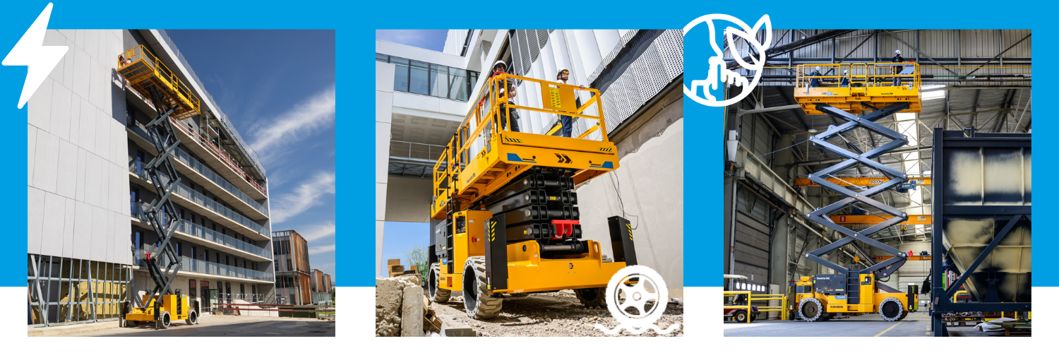 HS21 E launch new scissor rough terrain boom